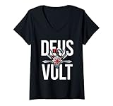 Damen Deus Vult - Katholischer Kreuzritter Tempelritter - Schwert und Rüstung T-Shirt mit V