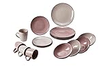 Peill + Putzler Kombiservice 16-teilig Weiß Steinzeug Feinsteinzeug 4x Kaffeebecher 300 ml,4x Dessertteller Ø 20cm,4x Speiseteller Ø 26,5cm,4x, Farbe-Dekor:Rosa-H
