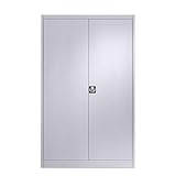 Mauser Stahlschrank mit Flügeltüren - 4 Fachböden, Breite 1200 mm - weißaluminium, Außentiefe 420
