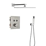 Nian Gebürstetes Nickel Thermostatische Badezimmer Dusche Wasserhahn Regen Duschkopf Wandmontage Badewanne Mischbatterie Badewanne Duschset Wand-2-Wege-16 Z