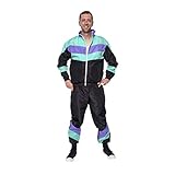 Kostümplanet 80er Jahre Kostüm Herren Trainingsanzug 80s Outfit Jogginganzug Style Mode Motto-Party Karneval Fasching Bad Taste Größe 56/58