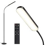 Outon Stehlampe LED Dimmbar 15W 1500LM, Leselampe mit 4 Farbtemperatur, Fernbedienung und Touch Steuerung, 1H Timer, Leseaufgabe Beleuchtung für Wohnzimmer Schlafzimmer Büro, Schw