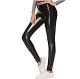 8% Spandex Große Größe plus Samtleggings Frauen Pu. Ledereggings Wintergamaschen Legging Verdickung warme Leggings (Color : 002 Without Velvet, Size : XL)
