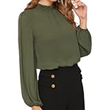 Frühling und Herbst Lotusblatt Temperament Pendler Laterne Ärmel Einfarbig Stehkragen Hemd Damenmode S