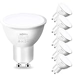 ROTTYI GU10 LED-Glühbirnen 6er Pack,6500K Tageslichtweiß, 4.5W 450LM Energiesparlampe,50W Halogenbirnenäquivalent,100 ° Abstrahlwinkel,mit Mattglas-Diffusor, Schützt die Augen Strahlerlamp