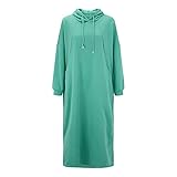 Ekrfxh Damen Maxi-Sweatshirt mit langen Ärmeln, einfarbig, lässig, Streetwear, Übergröße, lockerer Pullover mit Tasche, mintgrün, 42