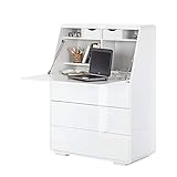 Jahnke CU-CURVE C 10 HG-WS T.1-2 Sekretär, E1-Holzwerkstoffplatten, beschichtet und lackiert, ESG-Sicherheitsglas, hochglanz / weiß, 90 x 45 x 125