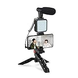 DTIN Smartphone Video Kit, Kamera Video Kit für Vlogging Fotografie, Mikrofon LED Licht Stativ Halterung