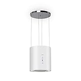 Klarstein Barett Dunstabzugshaube - Abzugshaube mit 190 W Motorleistung, Dunstabzugshaube Umluft in 3 Leistungsstufen, max. 560 m³/h Umluftleistung, Ø 35cm, LED-Beleuchtung, Edelstahl, weiß