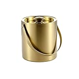 HDCDKKOU Eiskübel, Eiswürfelbehälter, mit Klemm und Deckel, doppelt isoliert dicken Edelstahl, Wein, Theke for Barbecue-Cocktail-Party (2L / 3L) (Color : Gold, Size : 3L)