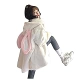 HolAngela Damen Übergroße Beiläufige Lose Einfarbig Plüsch Hoodie Oversized Kawaii Nette Kaninchenohren Langarm Tasche Strickjacke Lammwolle Mode Mit Kapuze Jacke (A-03, L)