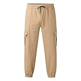 KIMODO Cargohosen Sporthose Freizeithose Herren Hosen Jogger Hosen Stretch Lässige Jogginghosen Trainingshosen Sweatpants mit Taschen Slim Fit Overallshose (A-Khaki, XL)