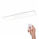 LED Panel dimmbar, 120x30cm, Decken-Lampe mit indirekter Deckenbeleuchtung | Farbtemperatur mit Fernbedienung einstellbar, warmweiss - kaltweiss | Decken-Leuchte flach für Wohnzimmer, Küche und F