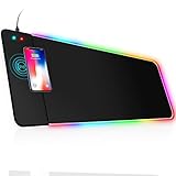 MrCuvaryas RGB Gaming Mauspad XXL LED Mousepad Großes 800 x 300 x 4mm 14 Beleuchtungsmodi mit 10W Schnellladung Qi Wireless Charging für Handy, Kopfhörer USW