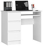 Schreibtisch A-6 mit Tastaturablage und 3 Schubladen Links- oder rechtsseitig, B90 x H77 x T50 cm, 30 kg