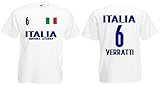 Italien-Italia Verratti Herren T-Shirt EM 2020 Trikot Look Style Squadra Weiß XL