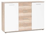 möbelando Sideboard Standschrank Anrichte Beistellschrank Highboard Kommode Jacklin I Wildeiche/Weiß