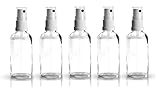 5 x Klarglasflaschen / Sprühflaschen 50 ml inkl. Pumpzerstäuber / Sprühkopf weiss DIN 18 mit transparenter Schutzkappe / Klarglasflasche / Klarglas / Sprühflasche / Zerstäuber / Spraykopf *Apothekenqualität, gefertigt nach dem Europäischen Arzneibuch*