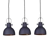 Relaxdays Pendelleuchte 3-flammig, dekorative Schirme, höhenverstellbar, H x B x T: 156 x 55 x 9 cm, schw