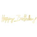 Cavore Happy Birthday Banner in Gold metallic - Schriftzug-Girlande zum Aufhängen - Geburtstagsdekoration für Erwachsene und Kinder - Mädchen und Jung