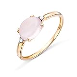 Miore Ring Damen Rosé 9 Karat / 375 Gold Roser Quarz mit Diamant Brillianten (60)