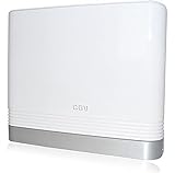 CGV AN-Delice Zimmerantenne für DVB-T/DVB-T2 mit Verstärker aktive Antenne für innen, störungsfreier Empfang Dank LTE-Filter, Verstärkung regelbar, HDTV, 1,8 m Antennen-Kabel, Halterung, weiß