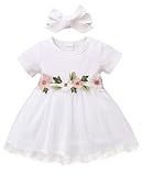 Amissz Kleider für Baby Mädchen 6 Monate-3 Jahre Bestickt Tüll Blume Prinzessin Kinder Kurzarm Kleid für Hochzeit Geburtstag Party