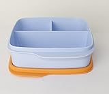 TUPPERWARE Clevere Pause 1x 550ml Orange Hellblau Lunchbox mit Einteilung + hängelö