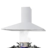 Gasland Chef PR90SP Dunstabzugshaube 90cm, 350m³/h Wandmontage Abzugshaube mit 3 Stück 5-lagiger Aluminium-Fettfilter, Wandhaube Wandabzugshaube with 3-Gang-T