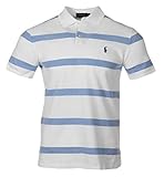 Ralph Lauren Herren Polo - Custom Slim Fit - Gestreift (Hellblau, XL)