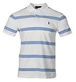 Ralph Lauren Herren Polo - Custom Slim Fit - Gestreift (Hellblau, XL)