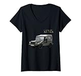 Damen Klassisches Allrad Auto Munga Bundeswehr Armee Oldtimer T-Shirt mit V