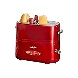 Cookplus Mutfaksever Hot Dog Maschine, 1200 W, Rot, 2 Würstchen und 2 Brötchen, 5 Kochstufen, Hotdog-Maker, Gerät für hausgemachte Hotdogs,