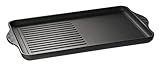 Eurolux Aluminiumguss Grillplatte halb glatt gerippt (43x28x2cm) für Induktion & alle gängigen Herdplatten - Keramikoberfläche - Antihaftversiegelung - Antirutsch - Made in Germany - PFOA F