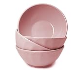 Leichte, unzerbrechliche Suppenschüsseln, Weizenstroh, BPA-frei, Schüssel-Set für Nudeln, Pasta, 4 Stück, 15,2 cm Snack-Schalen – mikrowellen- und spülmaschinenfest (Pink)