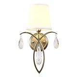 dxzsf Wandlampe Built- in Wandleuchte Stoff Lampenschirm Messing Facing Base Wandleuchte K9 Kristall Pendelleuchte Wandleuchte Wohnzimmer Schlafzimmer Flur Beleuchtung Wandlampe I