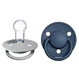 BIBS De Lux Schnuller 2er-Pack, BPA-frei, Kirschform Nippel. Silikon, Einheitsgröße (0-36 Monate), Cloud/Steel B