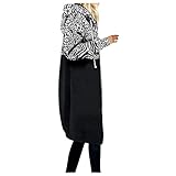 Haiorziyou Damen Kapuzenpullover Winterjacke Langarm Patchworkjacke mit Kapuze Houdie Pullover Sweatshirt Frauen Freizeitjacke Mit Taschen und Reißverschluss Mittlere Länge M
