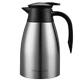 Homewit Thermoskanne 1,5 L | Max. 48 Stunden Wärmespeicherung & Kältespeicherung Isolierkanne | doppelwandige Vakuum Kaffeekanne Teekanne | Edelstahl Thermoskanne für Kaffee, Tee, Wasser, Getränk
