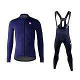 Chunshop Radtrikot für Herren Herren Radfahren Jersey Lätzchen Hosen Sets Radfahren Kleidung Sets Langarm Radfahren Jersey Sets Stoßdämpfendes Radfahren Lätzchenhosen Fahrradtrikot für H