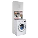 trendteam smart living Badezimmer Waschmaschinenschrank Waschmaschinenüberbau Basix, 64 x 190 x 25 cm Weiß mit viel S