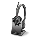 Poly – schnurloses Voyager 4320 UC-Headset mit Ladestation (Plantronics) – Kopfhörer mit Mikrofonarm – USB-A-Bluetooth-Adapter – kompatibel mit Teams, Z
