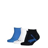 PUMA Kinder 3er Pack Sneaker Socken Knöchellange Sportsocken Marineblau/Weiß 19-25