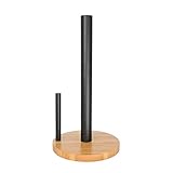 Point-Virgule Küchenrollenhalter stehend aus Bambus Holz, küchen zubehör, schwarz ø 15cm H 29