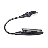 DBSUFV Leseleuchte, LED Buchbeleuchtung Stufenlose Helligkeit Mikrobatterie Clip-on-Lampe mit flexiblem Schwanenhals, Flexibles Clip-On-Buch, Licht zum Lesen im Bett, Reisen (Schwarz)