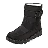 Winterstiefel Damen - Rutschfeste Gefüttert Schneestiefel Hohe Stiefel Mode Bequem Lange Stiefel für Frauen Flach Wasserdicht Casual Wildleder Wasserdicht Stiefeletten W