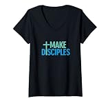 Damen Christlicher Glaube Machen Disciples Church T-Shirt mit V