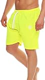 Gennadi Hoppe Herren Badeshorts Badehose Beach Shorts Schwimmshort,Neongelb, XXX-Larg