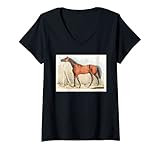 Damen Henry Alken Pferd, Dunkelbraun T-Shirt mit V