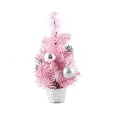 Moginp Weihnachtsbaum künstlich klein 30cm Mini Christbaum Anderen Baumschmuck Kleiner Tannenbaum für Tisch Büro Innen Weihnachtsdeko für Party Garten(Rosa)